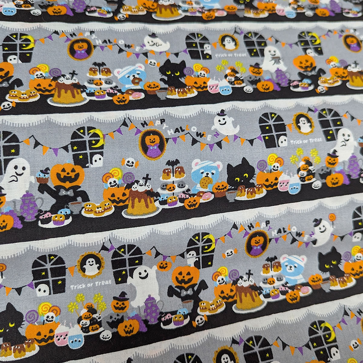 ハロウィン プリント シーチング 日本製 110cｍ×12m乱（10M保証） 綿100% 1反 半折 ポーチ 小物 オーナメント 仮装衣装に