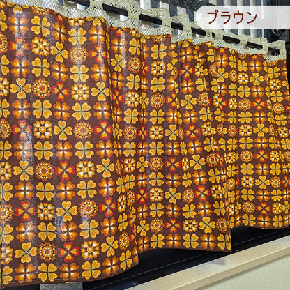 カフェカーテン 巾105×丈56cm(ポール通しレース+カーテン) 5色 日本製 北欧モダン・昭和レトロ 丁寧な縫製 夜明屋本店