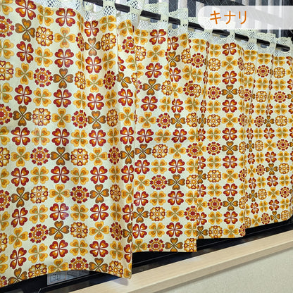 カフェカーテン 巾105×丈56cm(ポール通しレース+カーテン) 5色 日本製 北欧モダン・昭和レトロ 丁寧な縫製 夜明屋本店